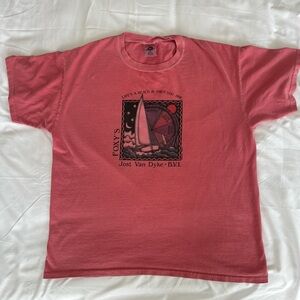 Vintage Foxy’s Jost Van Dyke B.V.I Sailboat Pink Short Sleeve Shirt Men’s Large